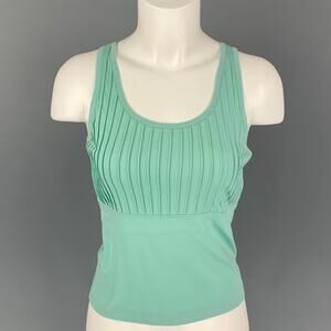 JIL SANDER Size S Mint Cotton Modal Pleated Tank Top